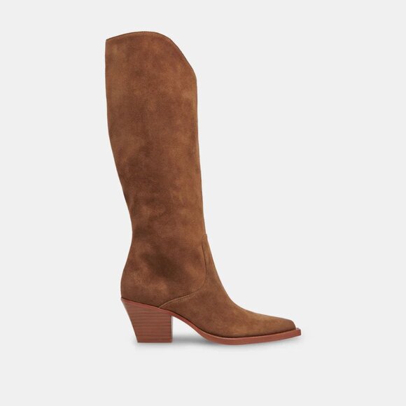 Dolce Vita Raj Extra Wide Calf Boots Brown Suede - Barely Worn - Picture 1 of 7